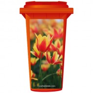 Orange And Red Flowers Wheelie Bin Sticker Panel